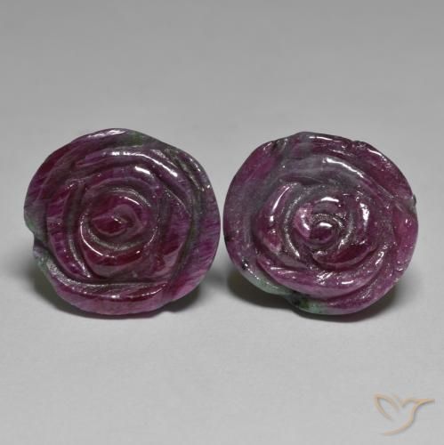36.31 ct natürliche Mehrfarbig Rubin-Zoisit-Edelsteine, Blumen-Schliff, Lichtundurchlässig