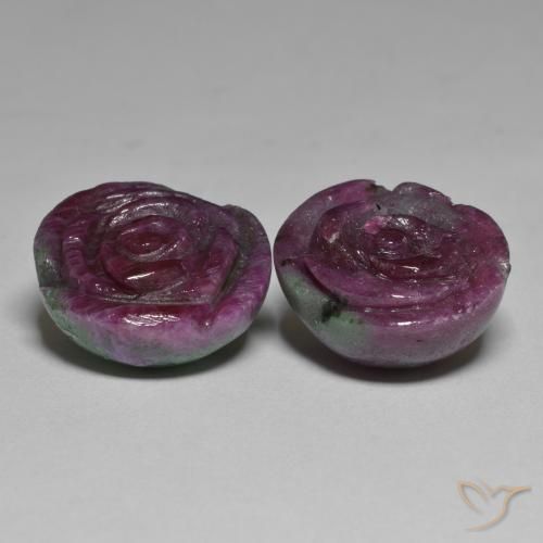 36.31 ct natürliche Mehrfarbig Rubin-Zoisit-Edelsteine, Blumen-Schliff, Lichtundurchlässig