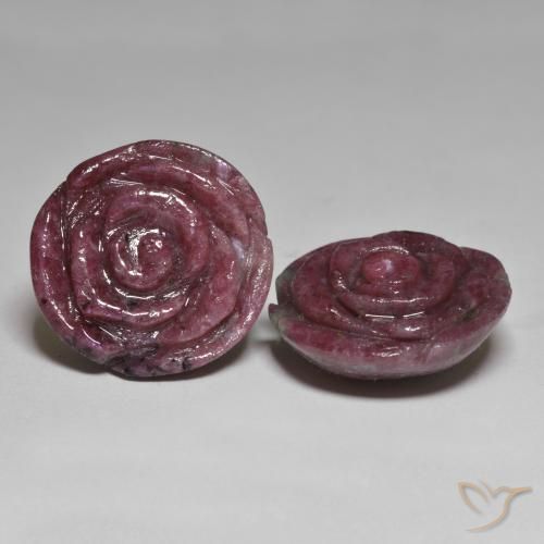 59.96 ct natürliche Mehrfarbig Rubin-Zoisit-Edelsteine, Blumen-Schliff, Lichtundurchlässig