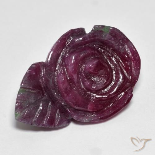 25.11ct Natürlicher Mehrfarbig Rubin-Zoisit, Blumen-Schliff, Lichtundurchlässig