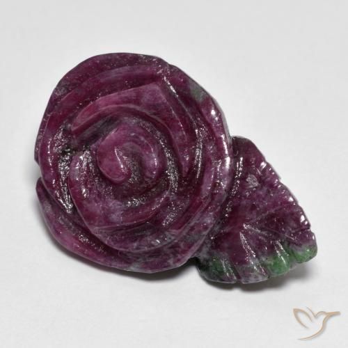 30.44ct Natürlicher Mehrfarbig Rubin-Zoisit, Blumen-Schliff, Lichtundurchlässig