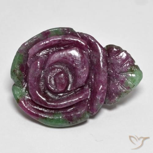 23.91ct Natürlicher Mehrfarbig Rubin-Zoisit, Blumen-Schliff, Lichtundurchlässig