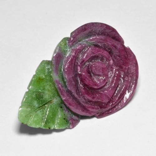 37,58 ctw natürlicher mehrfarbiger Rubin-Zoisit, Blumenschliff, Lichtundurchlässig