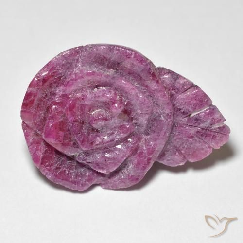 32.56ct Natürlicher Medium Dark-Purple Rubin-Zoisit, Blumen-Schliff, Lichtundurchlässig