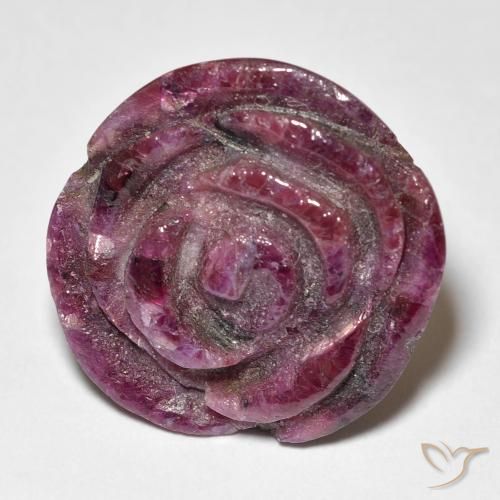 19.73ct Natürlicher rötlich-lila Rubin-Zoisit, Blumen-Schliff, Lichtundurchlässig
