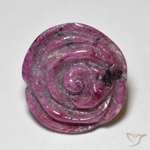 18.75ct Natürlicher rötlich-lila Rubin-Zoisit, Blumen-Schliff, Lichtundurchlässig