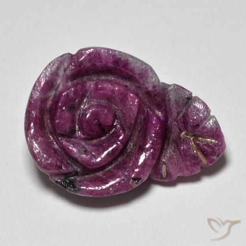 20.09ct Natürlicher dunkelrot Rubin-Zoisit, Blumen-Schliff, Lichtundurchlässig