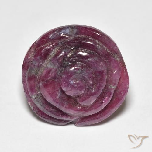 16.09ct Natürlicher rötlich-lila Rubin-Zoisit, Blumen-Schliff, Lichtundurchlässig