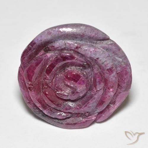 25.96ct Natürlicher rötlich-lila Rubin-Zoisit, Blumen-Schliff, Lichtundurchlässig