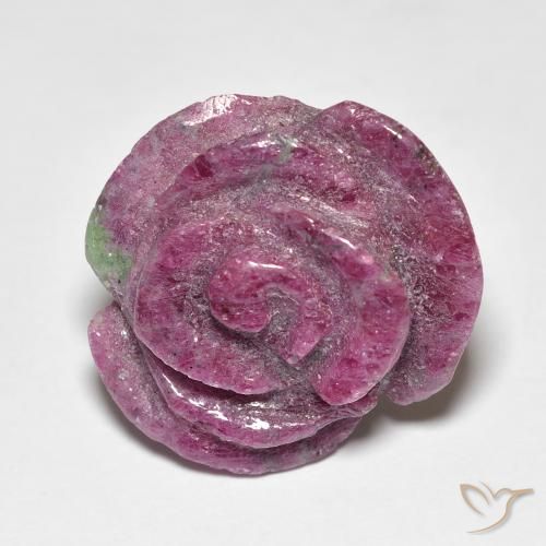 19.49ct Natürlicher rötlich-lila Rubin-Zoisit, Blumen-Schliff, Lichtundurchlässig