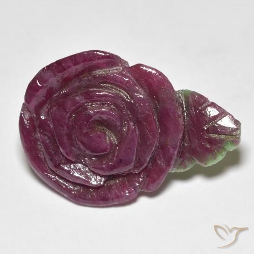 16.95ct Natürlicher Mehrfarbig Rubin-Zoisit, Blumen-Schliff, Lichtundurchlässig