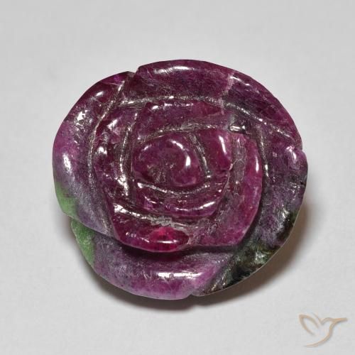 21.89ct Natürlicher Mehrfarbig Rubin-Zoisit, Blumen-Schliff, Lichtundurchlässig