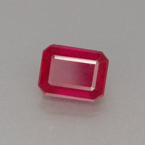 1,65 ctw natürlicher roter Rubin, Smaragdschliff, SI