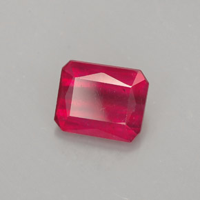 1,29 ctw natürlicher roter Rubin, Smaragdschliff, SI
