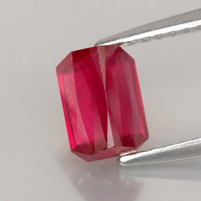 1,54 ctw natürlicher roter Rubin, Smaragdschliff, SI