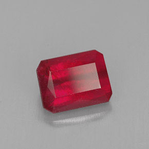 1,58 ctw natürlicher roter Rubin, Smaragdschliff, SI