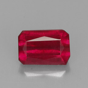 1,06 ctw natürlicher roter Rubin, Smaragdschliff, SI