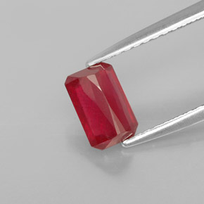 1,11 ctw natürlicher roter Rubin, Smaragdschliff, SI