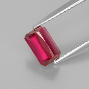 1,39 ctw natürlicher roter Rubin, Smaragdschliff, SI