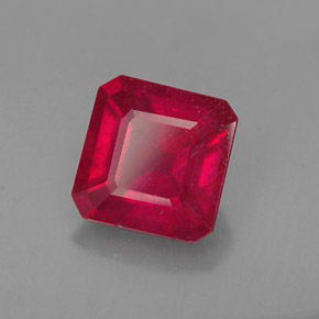 1,65 ctw natürlicher roter Rubin, Smaragdschliff, VS-SI