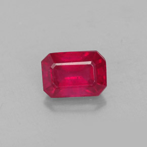 1,30 ctw natürlicher roter Rubin, Smaragdschliff, VS-SI