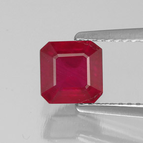 1,64 ctw natürlicher roter Rubin, Smaragdschliff, SI