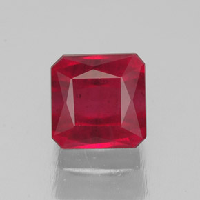 2,08 ctw natürlicher roter Rubin, Smaragdschliff, SI