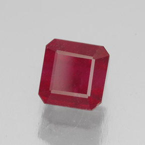 2,10 ctw natürlicher roter Rubin, Smaragdschliff, SI