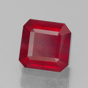 1,47 ctw natürlicher roter Rubin, Smaragdschliff, SI