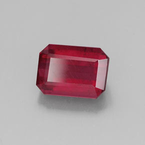 1,48 ctw natürlicher roter Rubin, Smaragdschliff, SI
