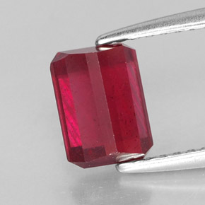 1,73 ctw natürlicher roter Rubin, Smaragdschliff, SI