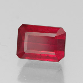 1,69 ctw natürlicher roter Rubin, Smaragdschliff, SI