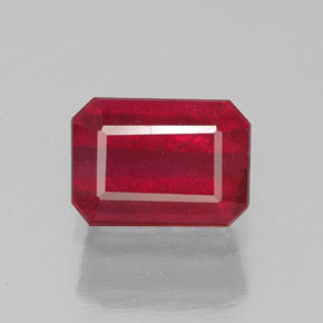1,48 ctw natürlicher roter Rubin, Smaragdschliff, SI