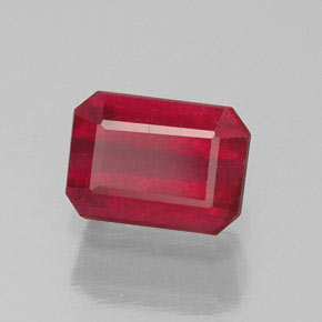 1,48 ctw natürlicher roter Rubin, Smaragdschliff, SI