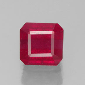 1,48 ctw natürlicher roter Rubin, Smaragdschliff, SI