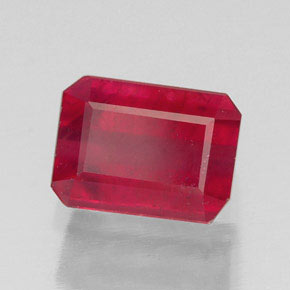 1,69 ctw natürlicher roter Rubin, Smaragdschliff, SI