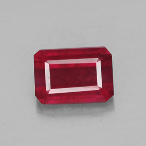 1,43 ctw natürlicher roter Rubin, Smaragdschliff, SI