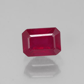 1,69 ctw natürlicher roter Rubin, Smaragdschliff, SI