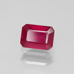 1,57 ctw natürlicher roter Rubin, Smaragdschliff, SI