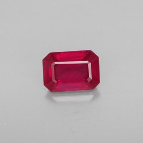 1,32 ctw natürlicher roter Rubin, Smaragdschliff, SI