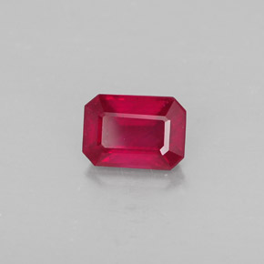 1,32 ctw natürlicher roter Rubin, Smaragdschliff, SI
