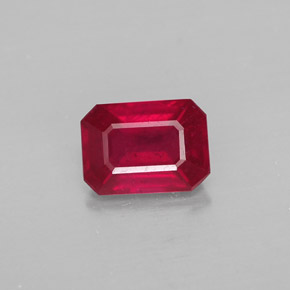1,34 ctw natürlicher roter Rubin, Smaragdschliff, SI
