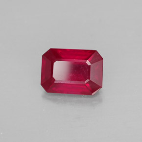 1,34 ctw natürlicher roter Rubin, Smaragdschliff, SI