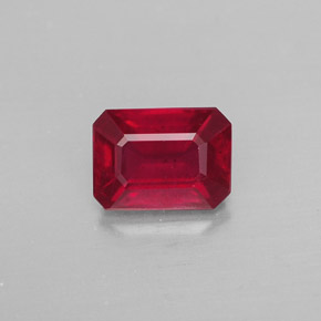 1,38 ctw natürlicher roter Rubin, Smaragdschliff, SI