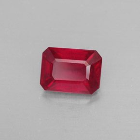 1,38 ctw natürlicher roter Rubin, Smaragdschliff, SI