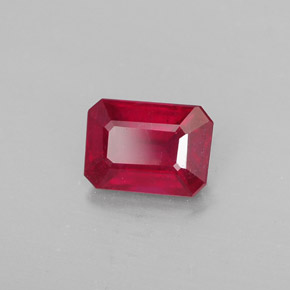 1,32 ctw natürlicher roter Rubin, Smaragdschliff, SI