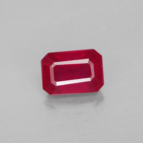1,40 ctw natürlicher roter Rubin, Smaragdschliff, SI