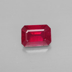1,25 ctw natürlicher roter Rubin, Smaragdschliff, SI