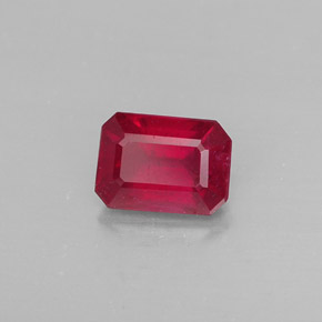 1,25 ctw natürlicher roter Rubin, Smaragdschliff, SI