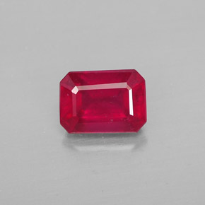 1,38 ctw natürlicher roter Rubin, Smaragdschliff, SI